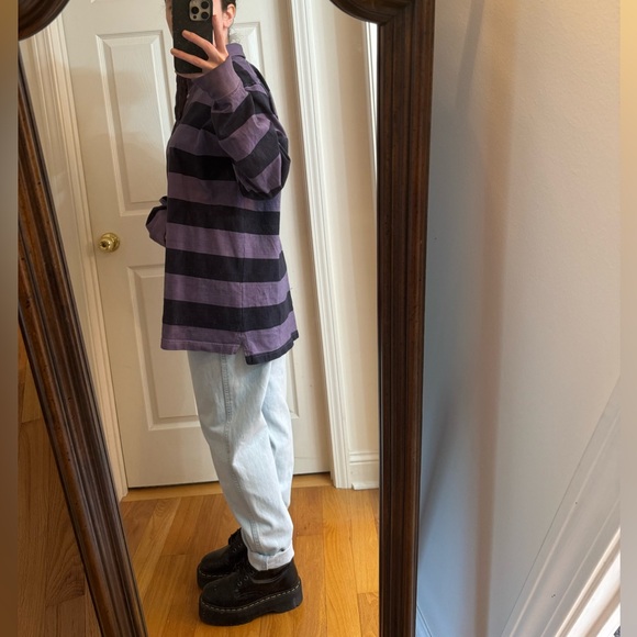 *3 for $9* Purple Striped Rugby Sweatshirt - Picture 4 of 12